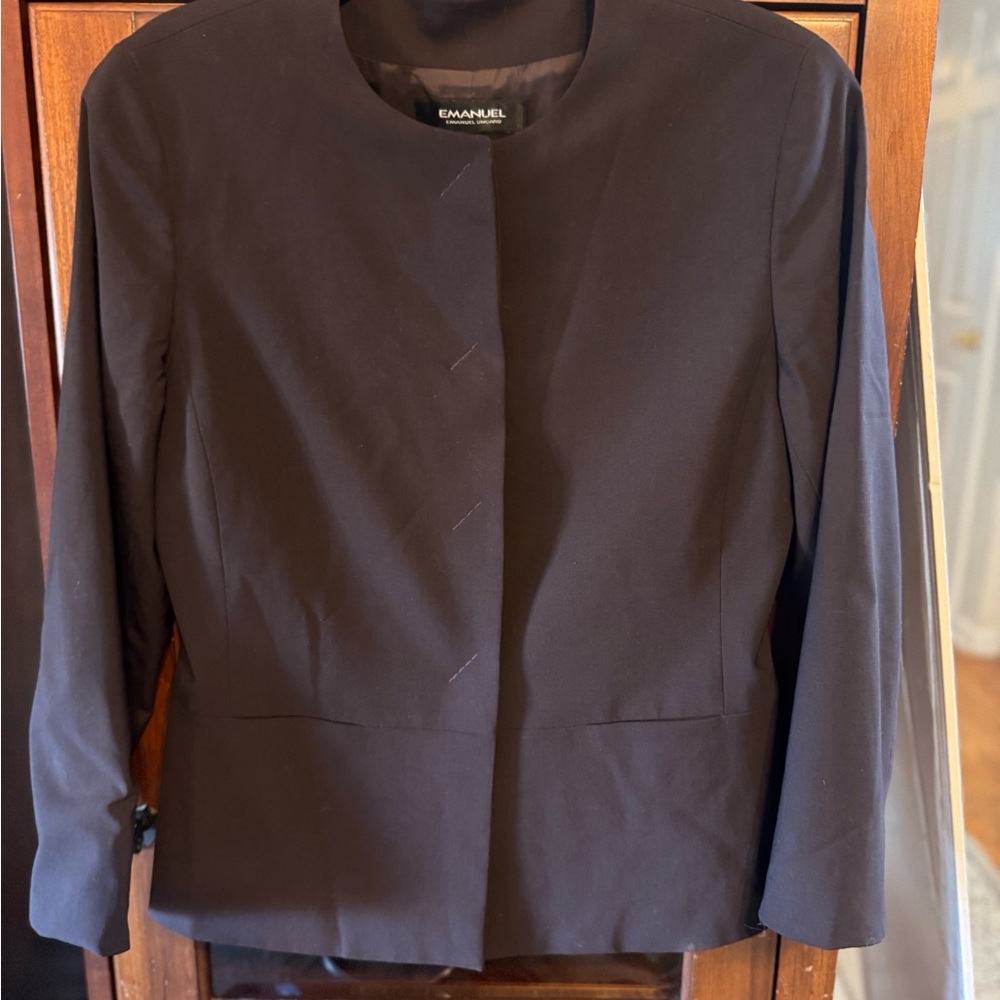 Emanuel Ungaro Brown Blazer Tailored Hip-Length
